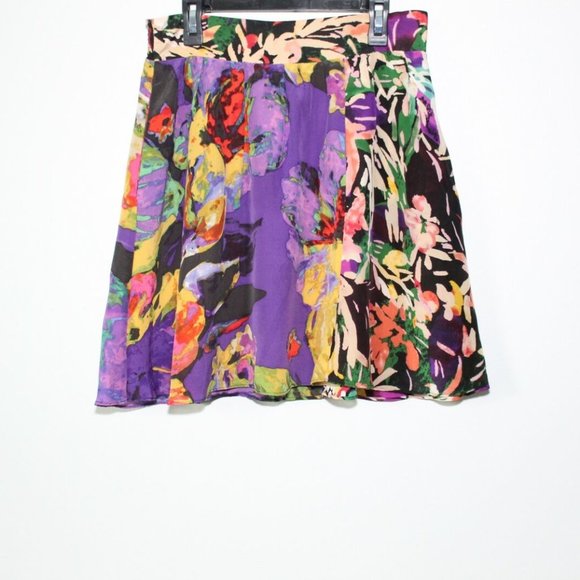 Maeve Silk Floral Carizzo Mini Skirt Pockets Purple Women's Size X-Small H13039 - Picture 3 of 10